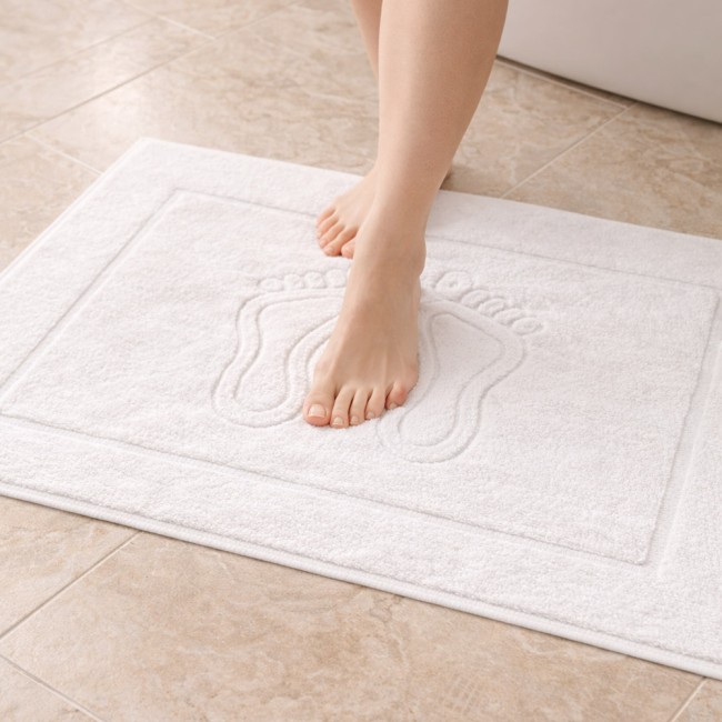  Biały bawełniany 100% dywanik łazienkowy 50x70 cm ze stopkami, klasyczny 