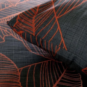 Pościel bawełniana 180x200 Carmela ciemno szara w miedziane liście, Cottonlove