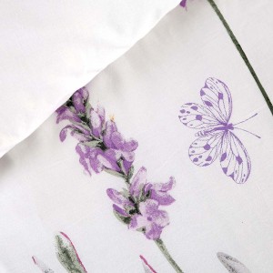 Pościel bawełniana 140x200 Lavenda biała z motywem fioletowej lawendy, Cottonlove