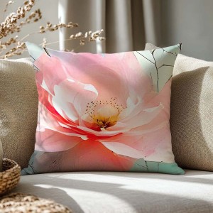 Poszewka dekoracyjna satynowa 40x40 Roselle szara i zielona w różowe kwiaty, Satynlove Premium