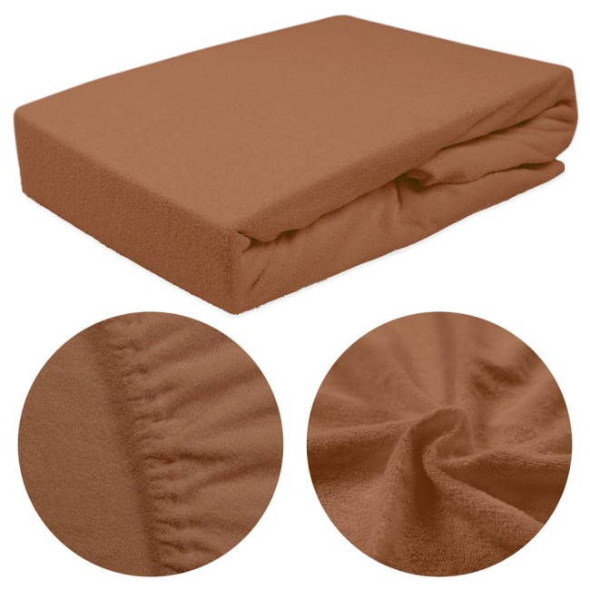  Klasyczne wygodne gładkie brązowe prześcieradło frotte 70x160 cm z gumką 
