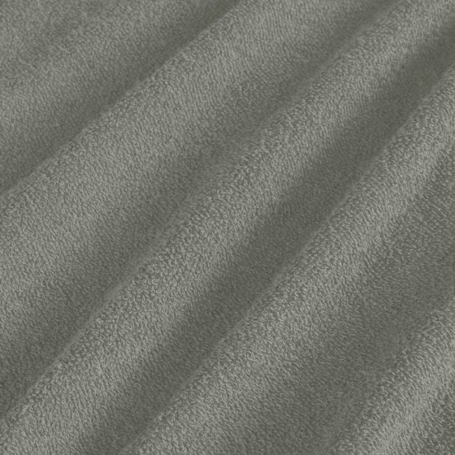 Pościel frotte 135x200 w kolorze szarym, z teksturą o delikatnym, puszystym wykończeniu. Widoczny materiał z drobnym splotem, układający się w faliste, równoległe linie.