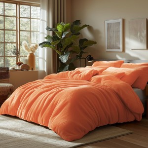 Pościel frotte 155x220 kolor pomarańczowy, łososiowy