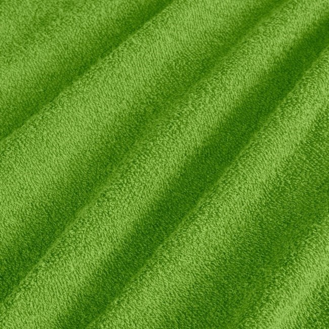 Pościel frotte w kolorze zielonym, o wymiarach 155x220 cm, wykonana z miękkiego materiału o teksturze przypominającej kaktusa. Widoczne są delikatne, teksturowane pasy, które podkreślają jej jakość i komfort.