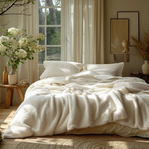 Pościel frotte 200x220 + 2x 80x80 kolor ecru