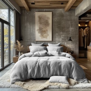 Pościel frotte 200x220 + 2x 80x80 kolor jasno szary, popiel