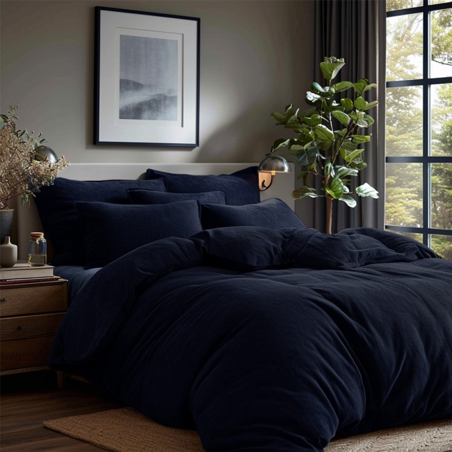  Miękka pościel frotte 155x220 cm w niebieskim kolorze + 1x poszewka na poduszkę 80x80 cm 