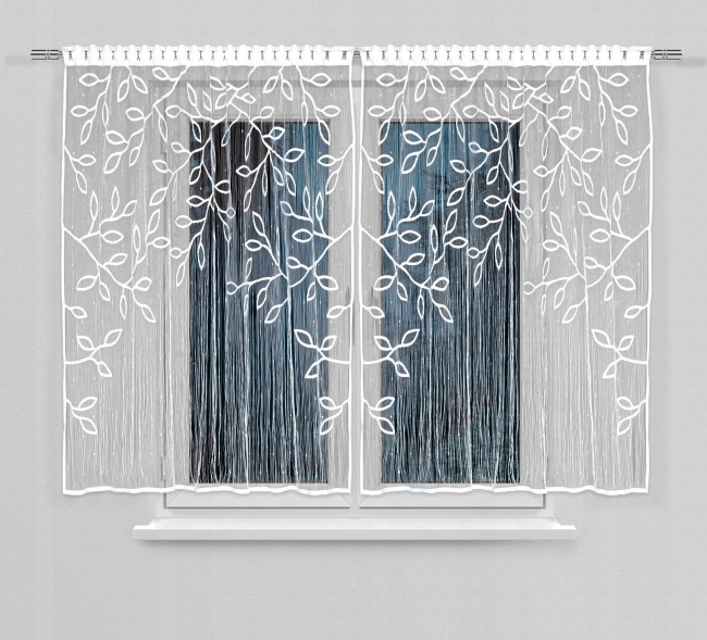  Delikatna biała firanka gotowa panel do zawieszenia na karniszu przez elegancki tunel w rozmiarze 160x150 cm 