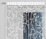 Firana gotowa żakardowa Liście, panel 150x160, biała, na tunel