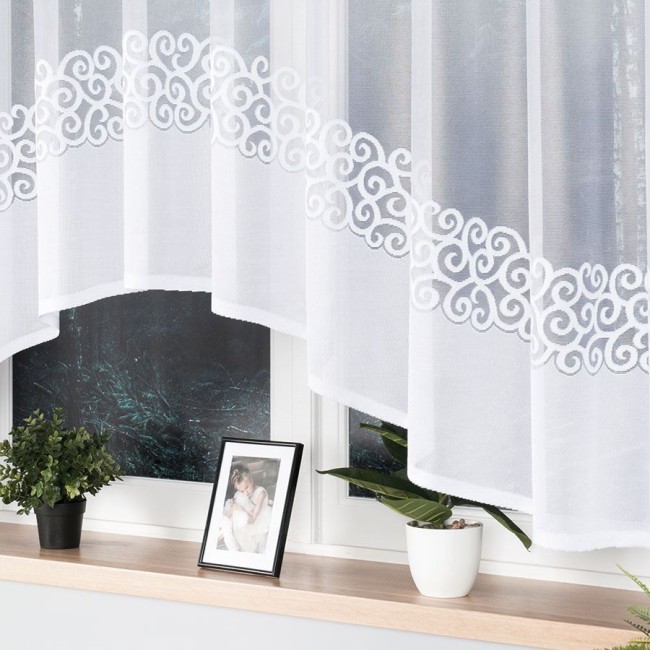 Firana gotowa DANIELA żakardowa, 350x155 cm, biała