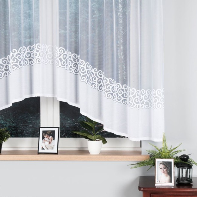 Firana gotowa DANIELA żakardowa, 350x155 cm, biała