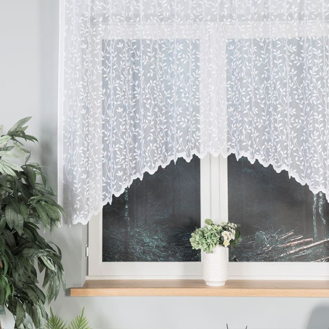 Firana gotowa ZUZANNA żakardowa ze wzorem po całości, 250x130 cm, biała