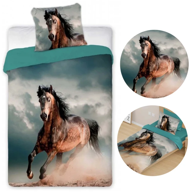  2-częściowy Komplet Pościeli Bawełnianej 140x200 Konie 