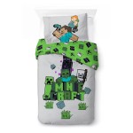 Pościel bawełniana 140x200 Minecraft szara