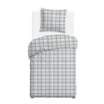 Pościel bawełniana 140x200 Grid szara klasyczna krata, Cottonlove