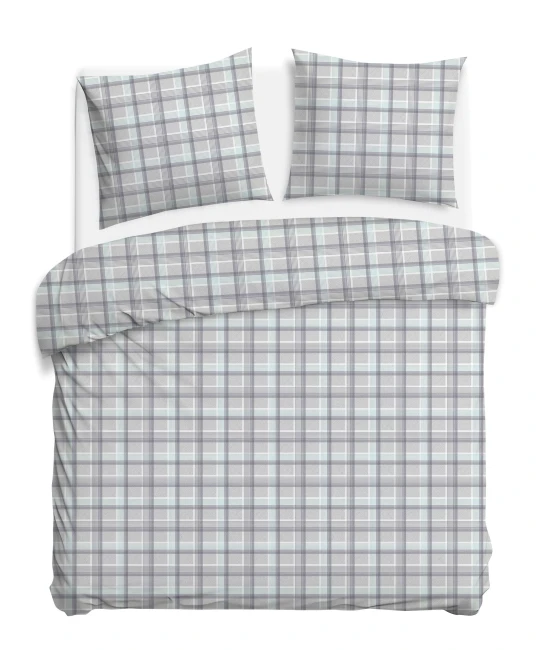 Pościel bawełniana 180x200 Grid szara klasyczna krata, Cottonlove