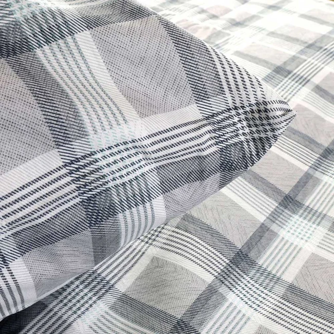 Pościel bawełniana 160x200 Grid szara klasyczna krata, Cottonlove