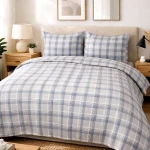 Pościel bawełniana 180x200 Grid szara klasyczna krata, Cottonlove