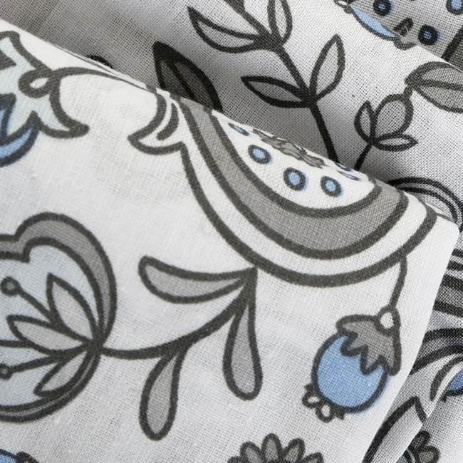 Pościel bawełniana 140x200 Paisley Calm szara i niebieska, Cottonlove