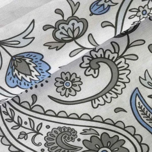 Pościel bawełniana 160x200 Paisley Calm szara i niebieska, Cottonlove