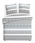 Pościel bawełniana 180x200 Paisley Calm szara i niebieska, Cottonlove