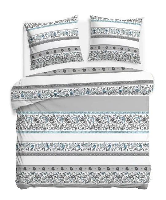 Pościel bawełniana 180x200 Paisley Calm szara i niebieska, Cottonlove