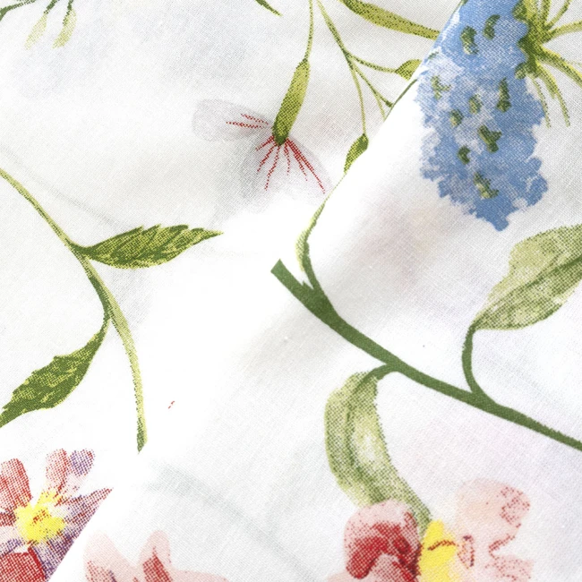 Pościel bawełniana 160x200 Wild Meadow biała w kolorowe kwiaty, Cottonlove
