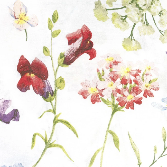 Pościel bawełniana 140x200 Wild Meadow biała w kolorowe kwiaty, Cottonlove