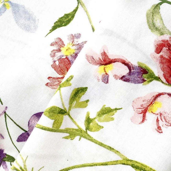 Pościel bawełniana 220x200 Wild Meadow biała w kolorowe kwiaty, Cottonlove