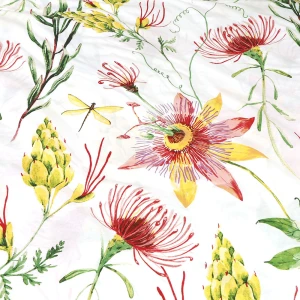 Pościel bawełniana 160x200 Sunny Bloom biała w kolorowe letnie kwiaty, Cottonlove
