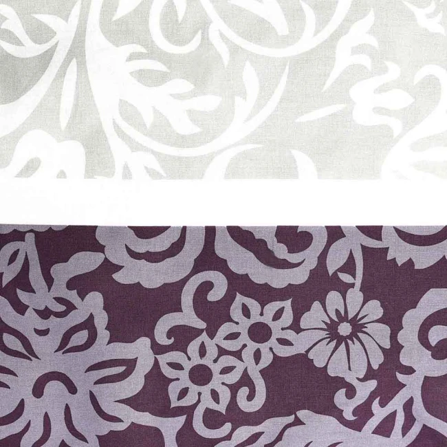 Pościel bawełniana 140x200 Royal Harmony w ornament, fioletowa i szara, Cottonlove