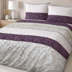 Pościel bawełniana 160x200 Royal Harmony w ornament, fioletowa i szara, Cottonlove