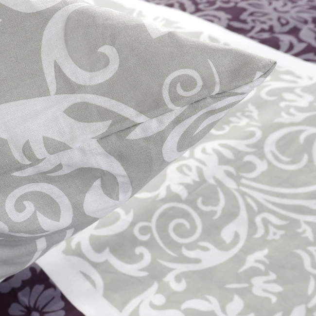 Pościel bawełniana 160x200 Royal Harmony w ornament, fioletowa i szara, Cottonlove