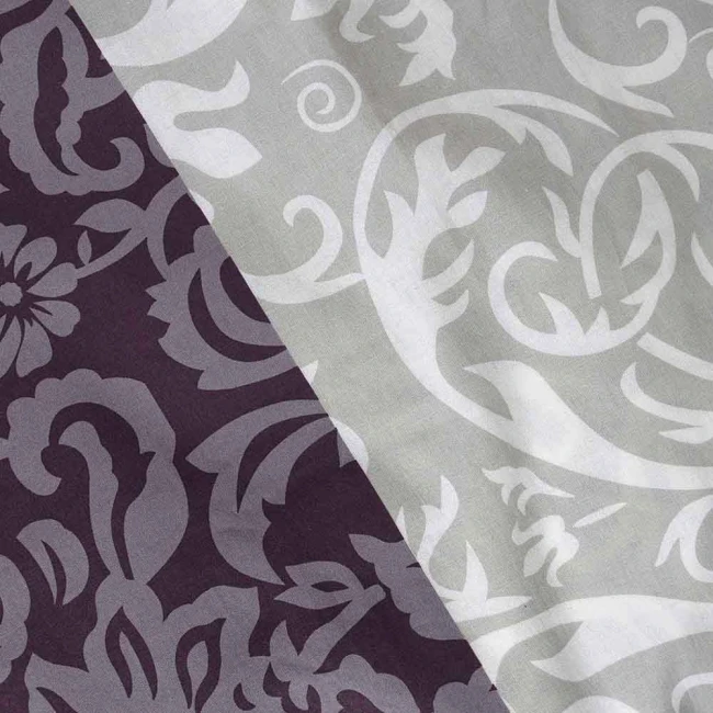 Pościel bawełniana 180x200 Royal Harmony w ornament, fioletowa i szara, Cottonlove