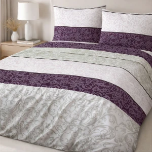 Pościel bawełniana 220x200 Royal Harmony w ornament, fioletowa i szara, Cottonlove