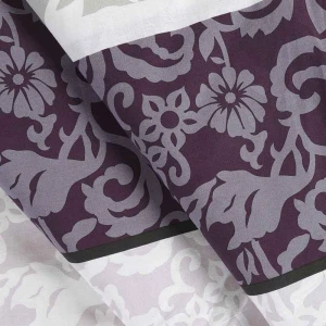Pościel bawełniana 220x200 Royal Harmony w ornament, fioletowa i szara, Cottonlove