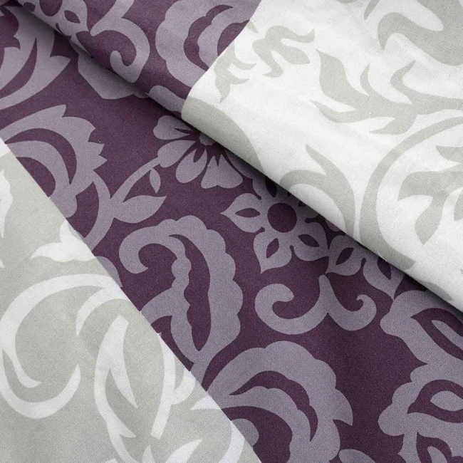 Pościel bawełniana 220x200 Royal Harmony w ornament, fioletowa i szara, Cottonlove