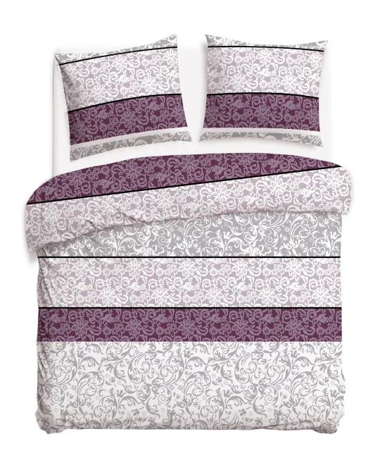 Pościel bawełniana 220x200 Royal Harmony w ornament, fioletowa i szara, Cottonlove