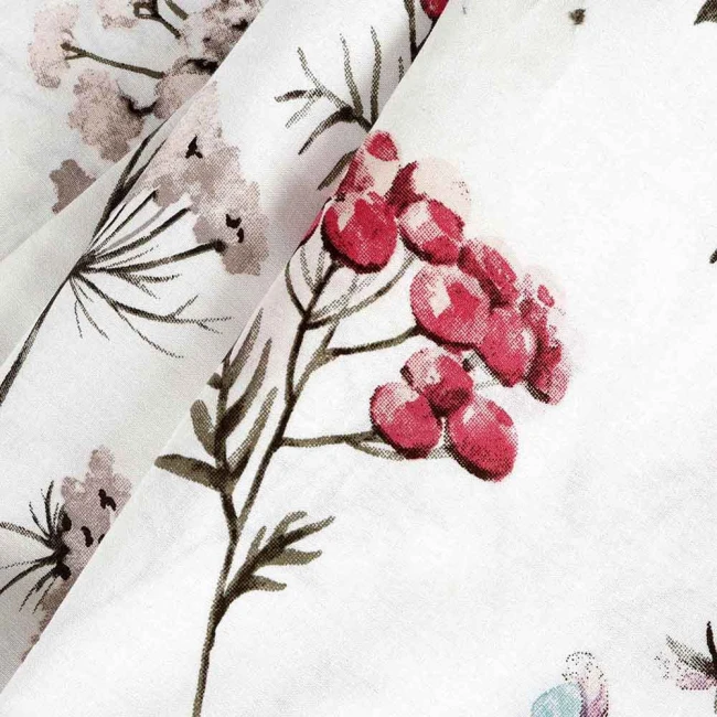 Pościel bawełniana 180x200 Soft Meadow biała w kolorowe kwiaty, Cottonlove