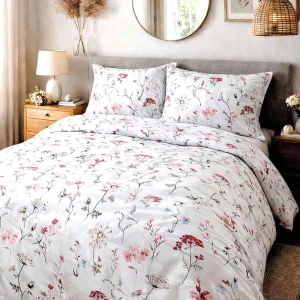 Pościel bawełniana 160x200 Soft Meadow biała w kolorowe kwiaty, Cottonlove