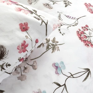 Pościel bawełniana 160x200 Soft Meadow biała w kolorowe kwiaty, Cottonlove