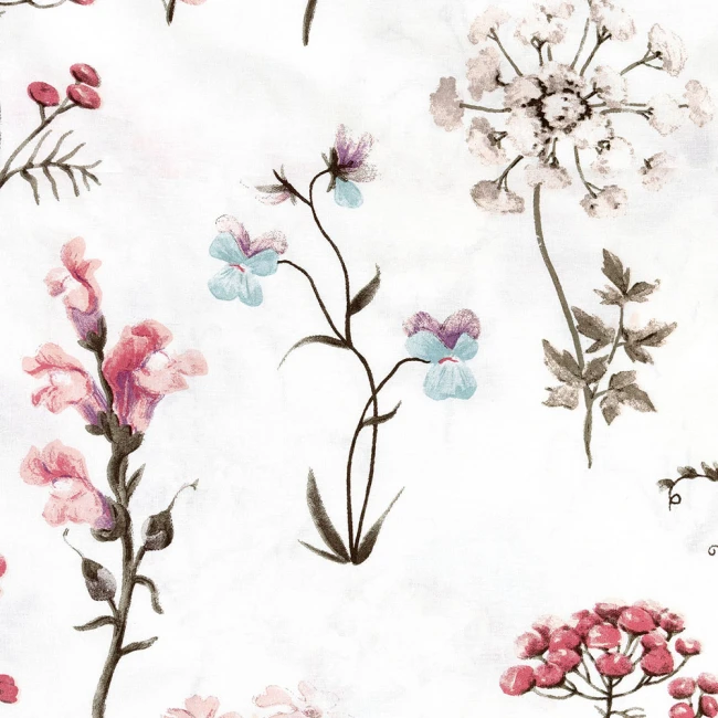 Pościel bawełniana 140x200 Soft Meadow biała w kolorowe kwiaty, Cottonlove