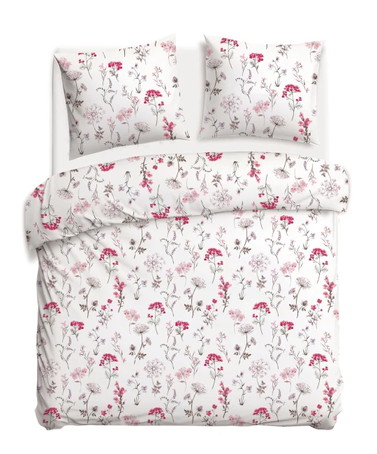 Pościel bawełniana 160x200 Soft Meadow biała w kolorowe kwiaty, Cottonlove