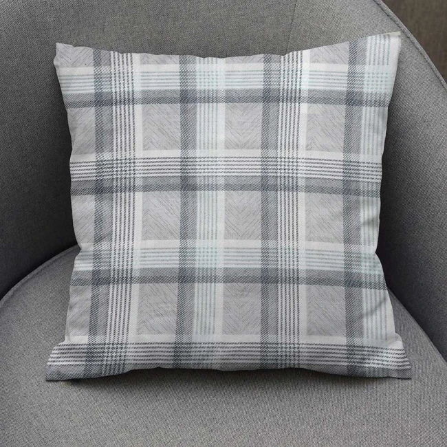 Poszewka dekoracyjna bawełniana 40x40 Grid szara klasyczna krata, Cottonlove