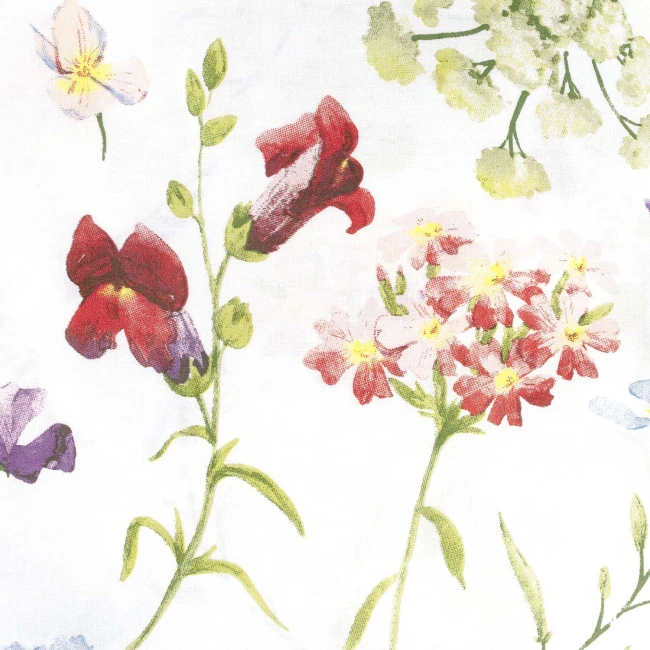 Poszewka dekoracyjna bawełniana 40x40 Wild Meadow biała w kolorowe kwiaty, Cottonlove