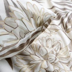Pościel bawełniana 160x200 Amazing Beige beżowa w dekoracyjne liście, Cottonlove Exclusive