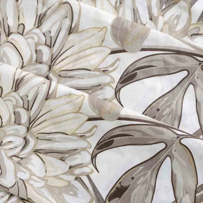 Pościel bawełniana 160x200 Amazing Beige beżowa w dekoracyjne liście, Cottonlove Exclusive