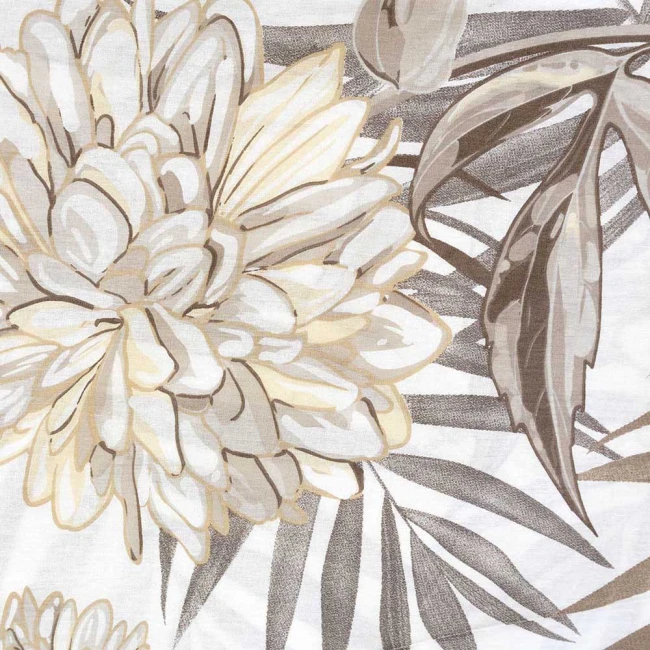 Pościel bawełniana 200x220 Amazing Beige beżowa w dekoracyjne liście, Cottonlove Exclusive