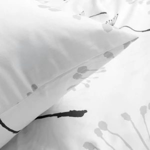 Pościel bawełniana 200x220 Arabella biała w szare i czarne dmuchawce, Cottonlove Exclusive