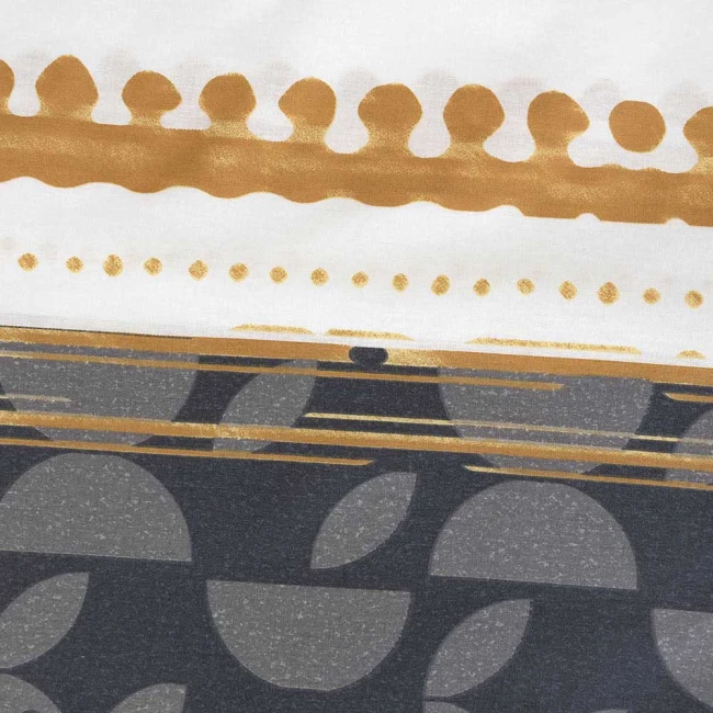 Pościel bawełniana 160x200 Carla szara w dekoracyjny pomarańczowy ornament, Cottonlove Exclusive